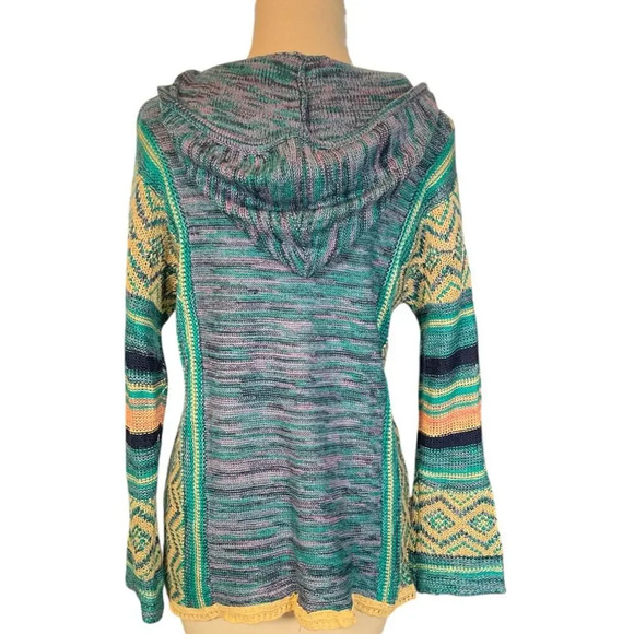 Wrangler Retro South Western Women's Hoodie Bell Sleeve Hobo V-Neck Sweater SZ S - Picture 4 of 12